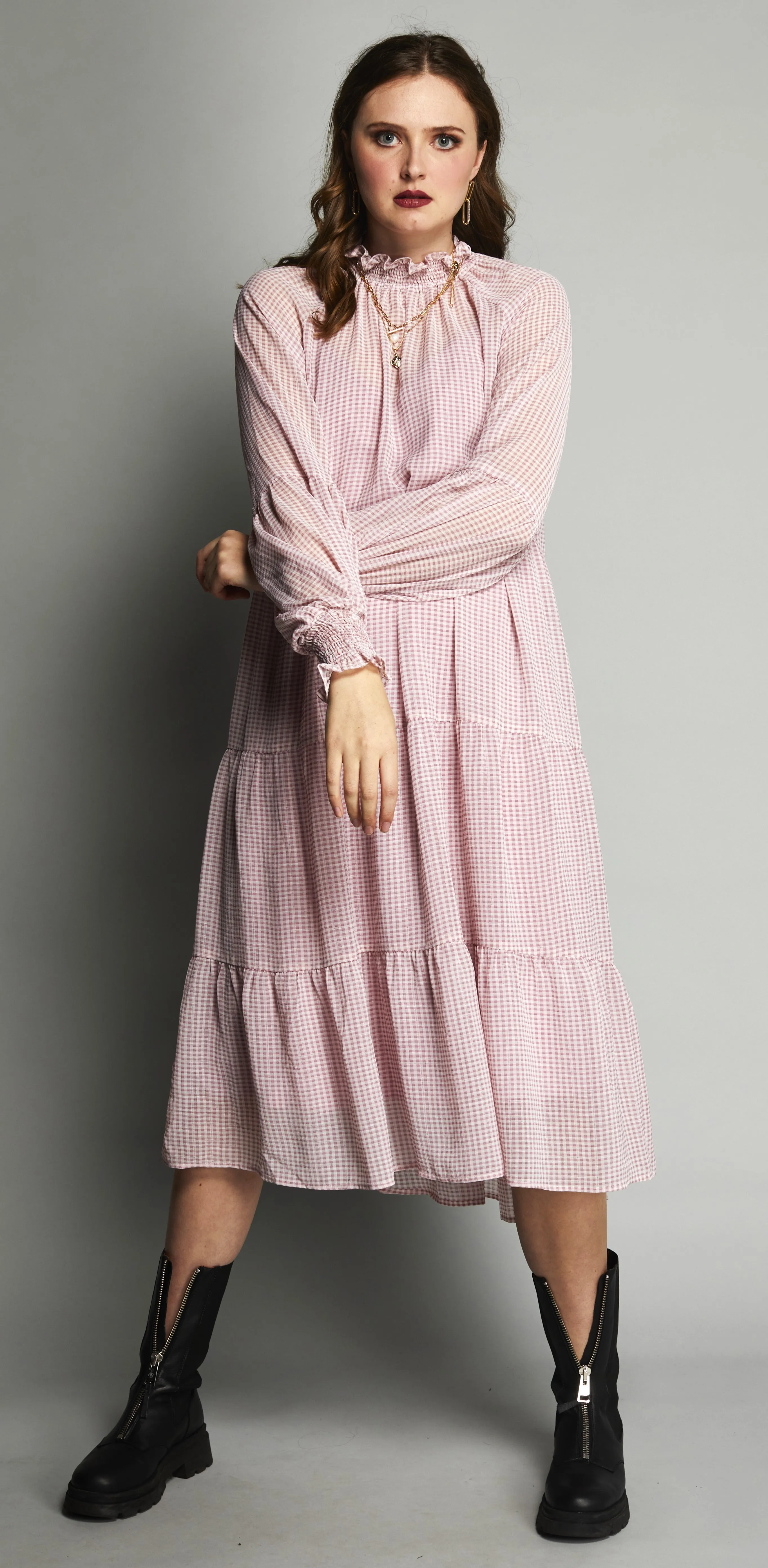 2080 -Wendy Dress - Heather Check