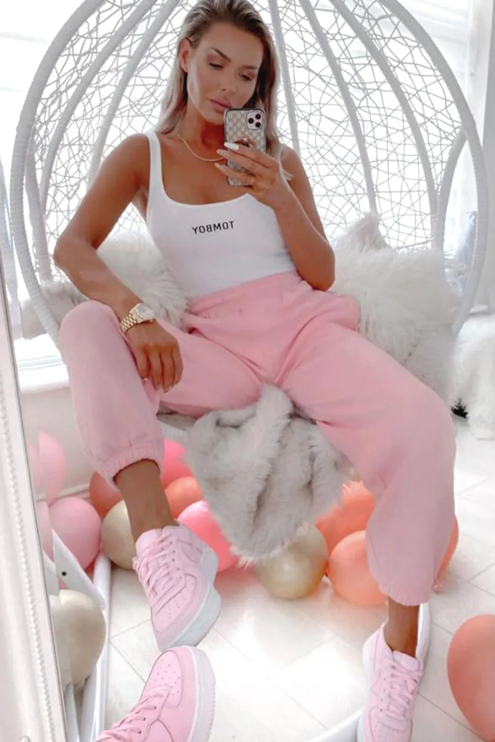 Baby Pink Oversized Casual Joggers