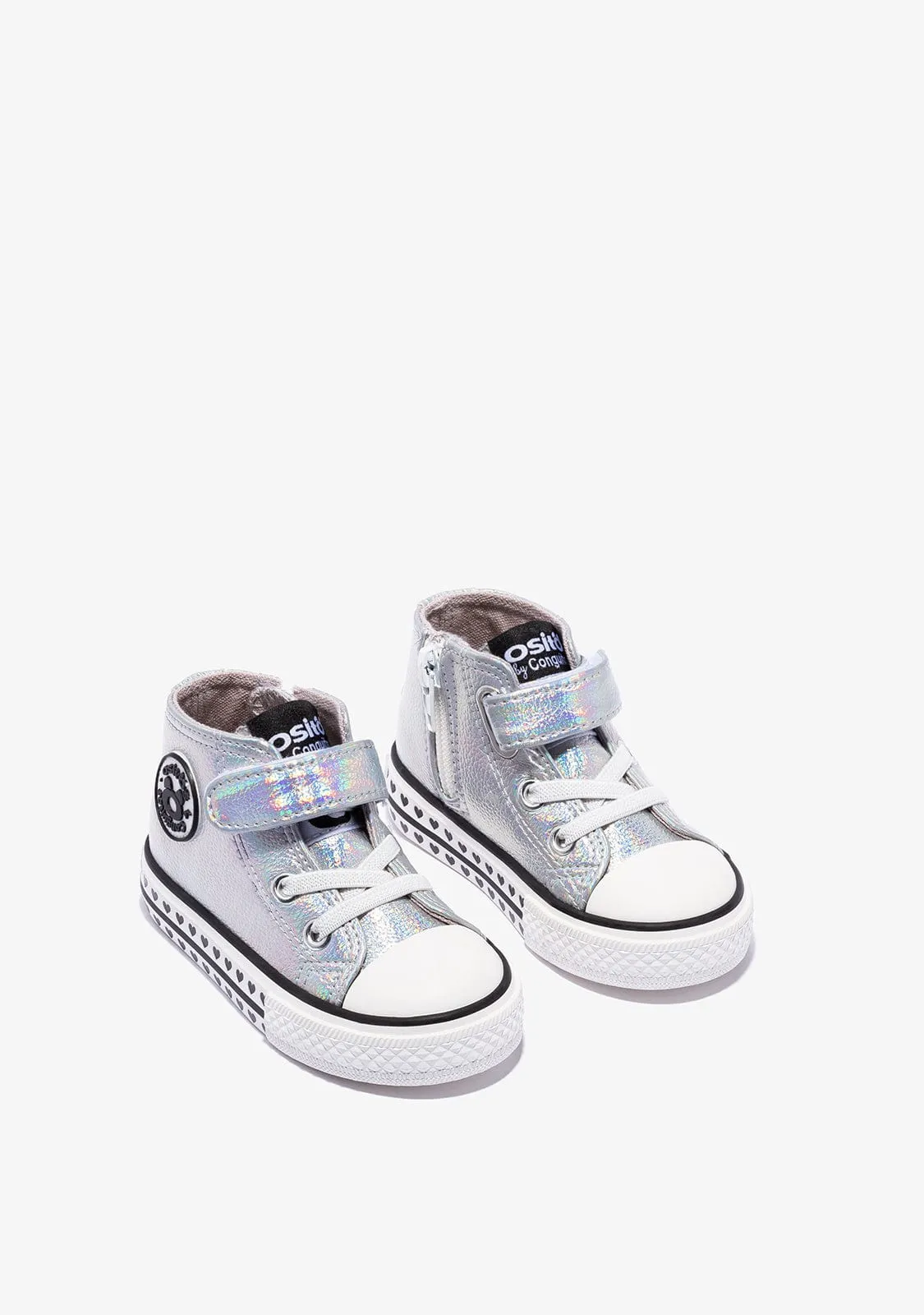 Baby's Iridescent Silver Hi-Top Sneakers
