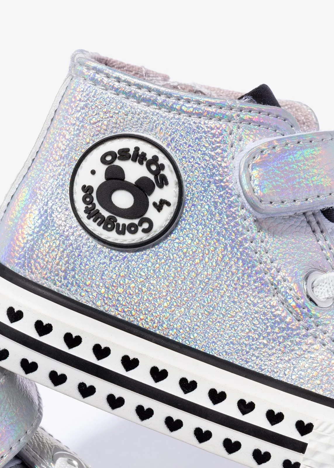Baby's Iridescent Silver Hi-Top Sneakers