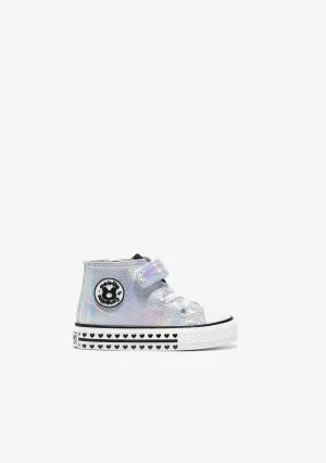 Baby's Iridescent Silver Hi-Top Sneakers