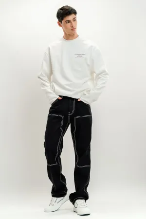 Black Contrast Stitch Straight Men's Jeans Black Contrast Stitch Straight Men's Jeans