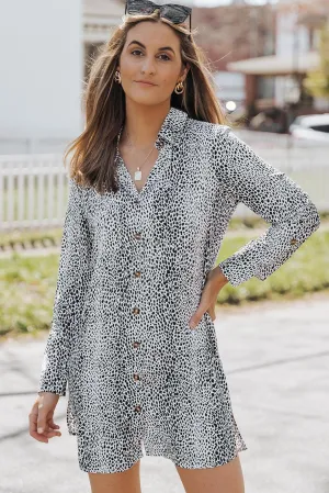 Calm And Easy Long Sleeve Collared Mini Dress