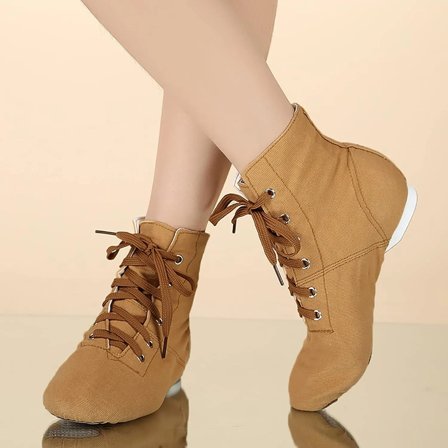 Canvas Lace up Practice Jazz Dance Boots Fashion Split Sole Ballet Dancing Sneakers for Adult Men Women Kid