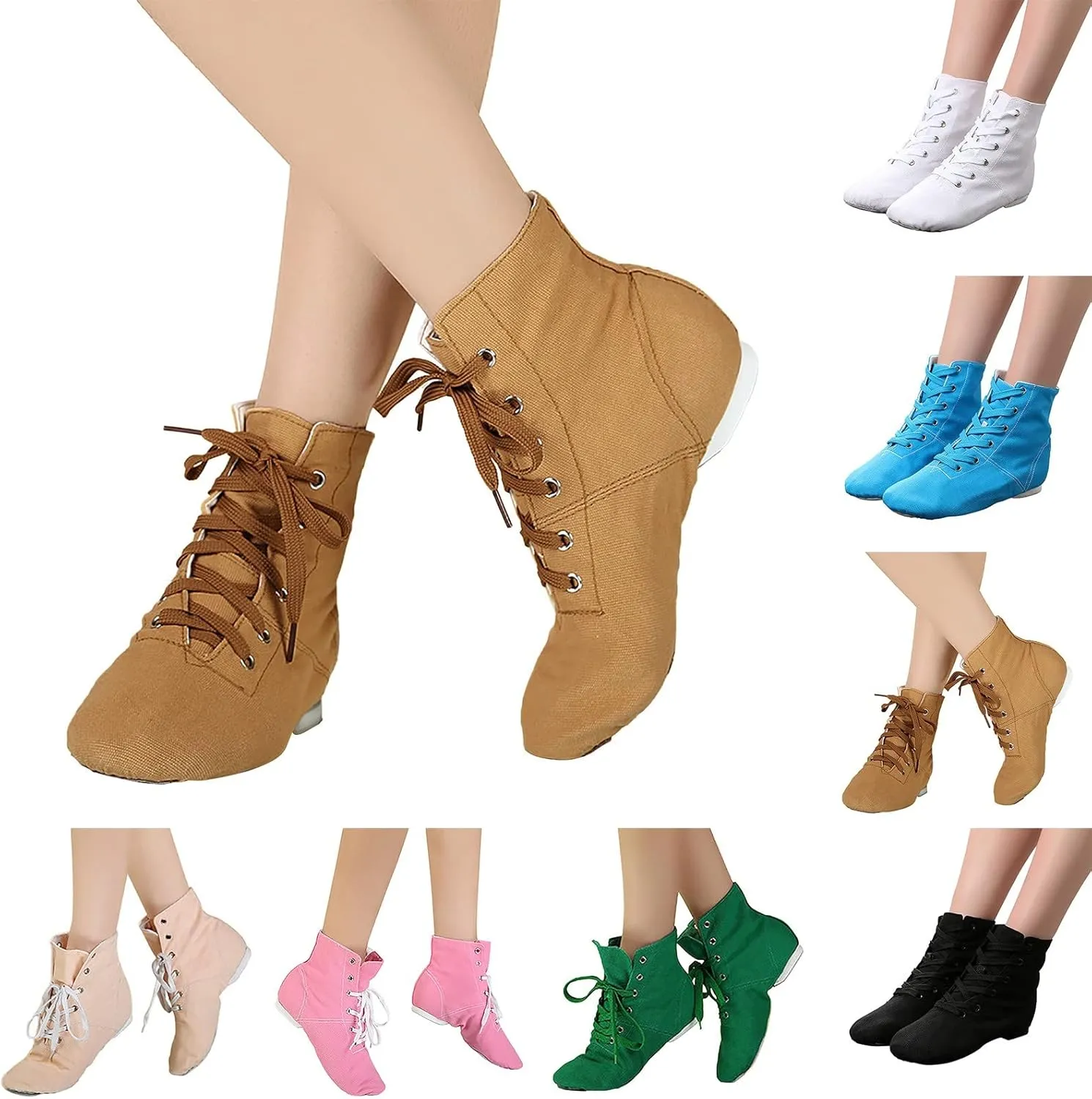 Canvas Lace up Practice Jazz Dance Boots Fashion Split Sole Ballet Dancing Sneakers for Adult Men Women Kid