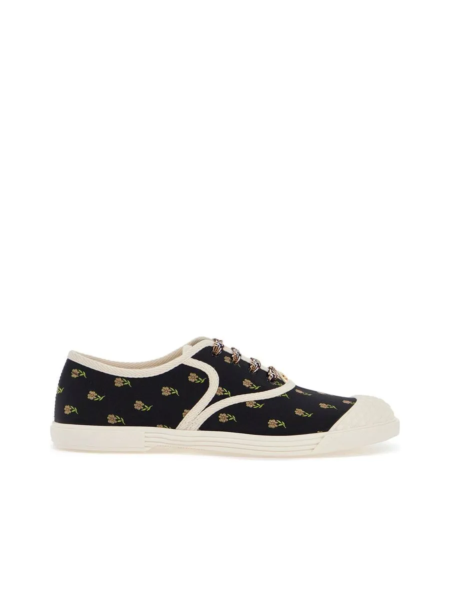 Cotton Sneakers With Rope Laces And Rubber Sole