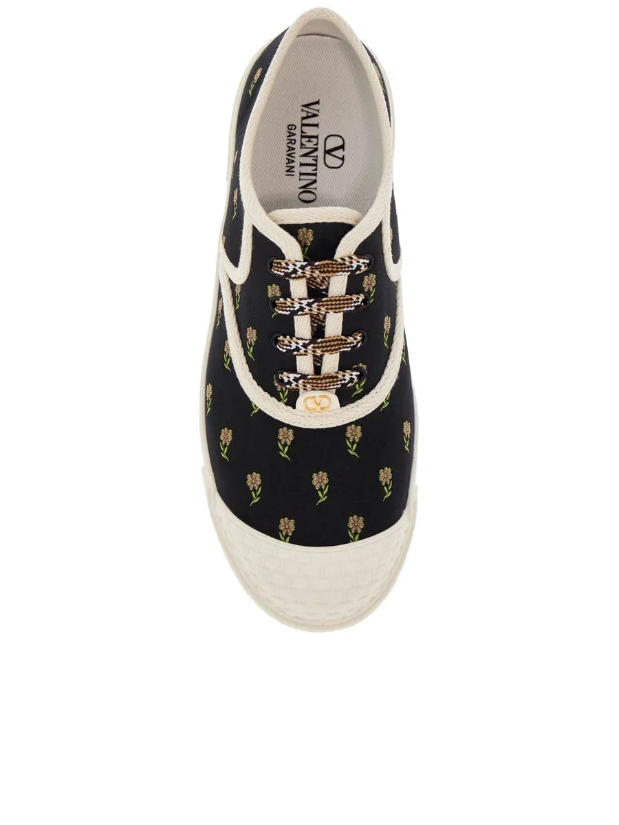 Cotton Sneakers With Rope Laces And Rubber Sole