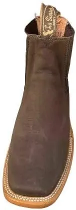 Dona Michi MENS BOTIN COWBOY LEATHER RODEO SLIP ON ANKLE SQUARE TOE BOOTS