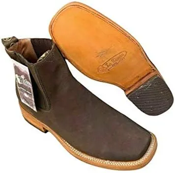 Dona Michi MENS BOTIN COWBOY LEATHER RODEO SLIP ON ANKLE SQUARE TOE BOOTS