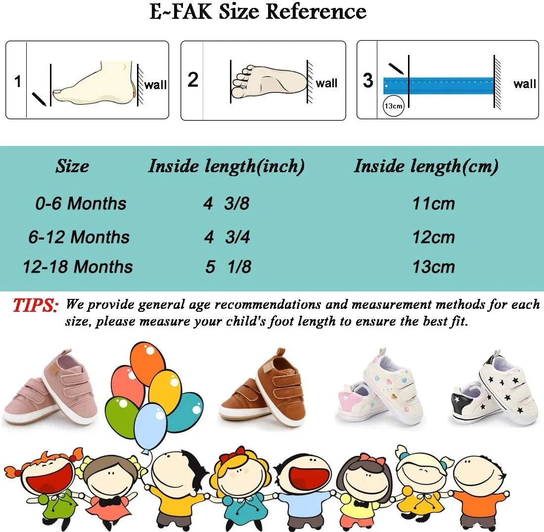 E-FAK Baby Shoes Boys Girls Infant Sneakers Non-Slip Rubber Sole Toddler Crib First Walker Shoes