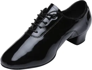 EnJoCho Little Girls Shoes Shoes Boys Modern Dance Shoes Prom Ballroom Latin Dance Shoes Solid Color Lace Up Leather (Black, 29)