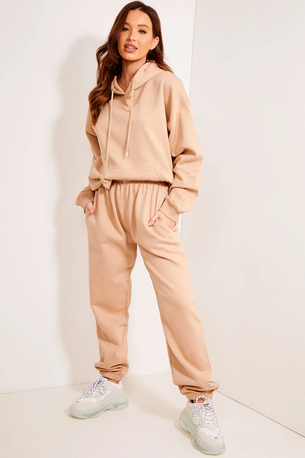 Everleigh Camel Oversized Hoodie and Joggers Tracksuit Set