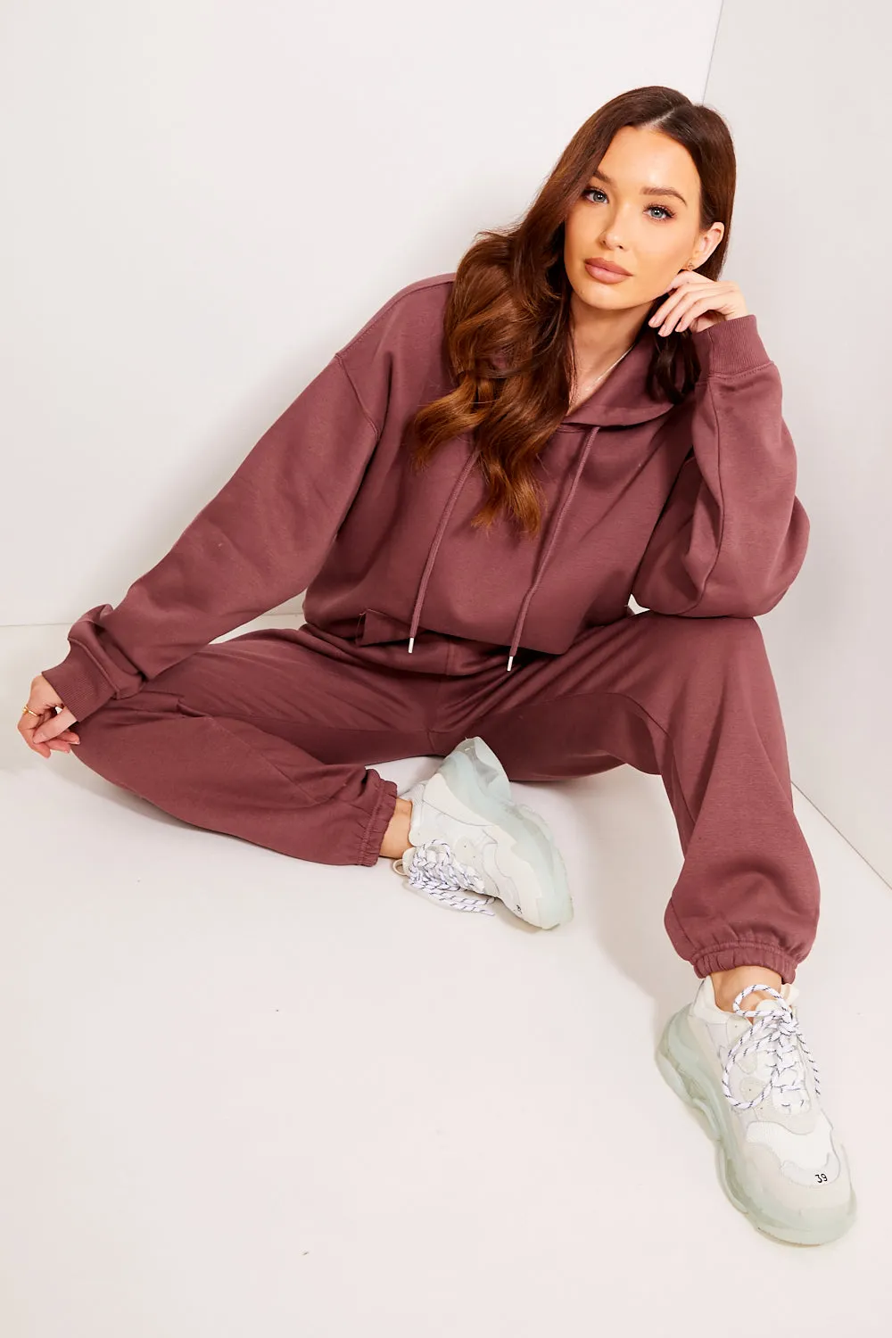 Everleigh Chocolate Brown Oversized Hoodie and Joggers Tracksuit Set