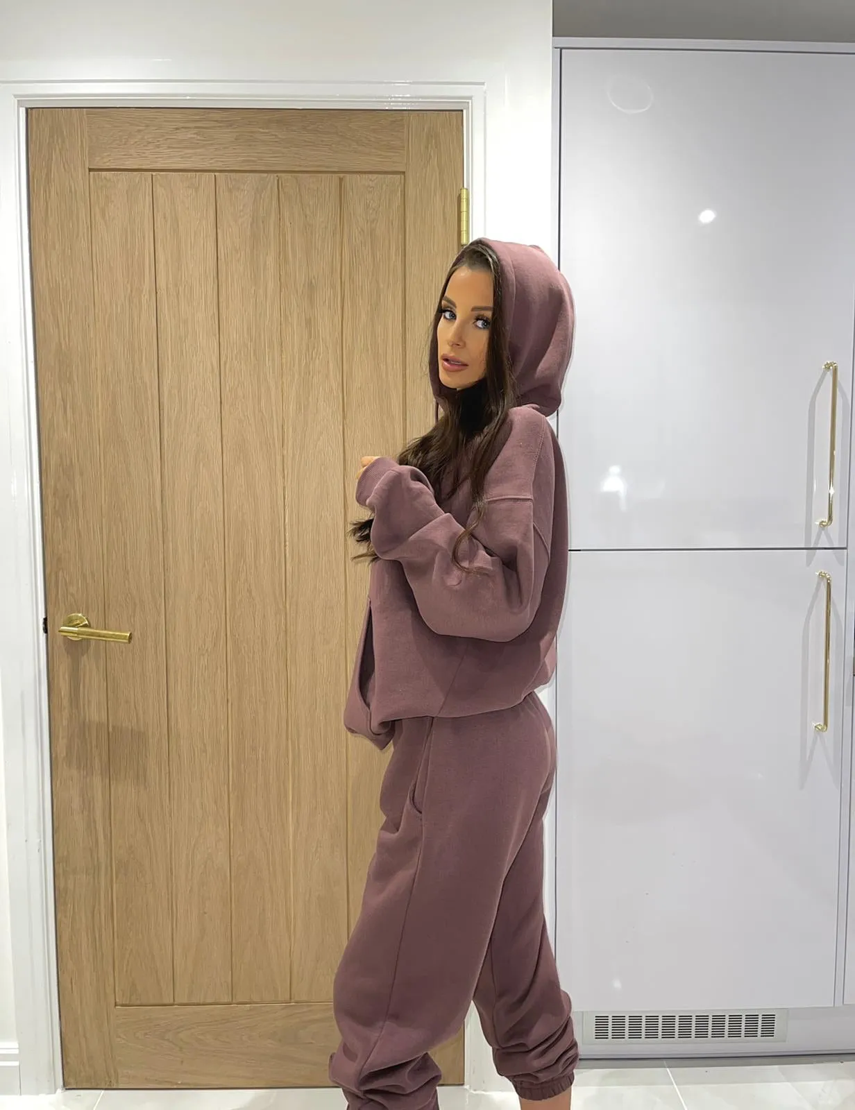 Everleigh Chocolate Brown Oversized Hoodie and Joggers Tracksuit Set