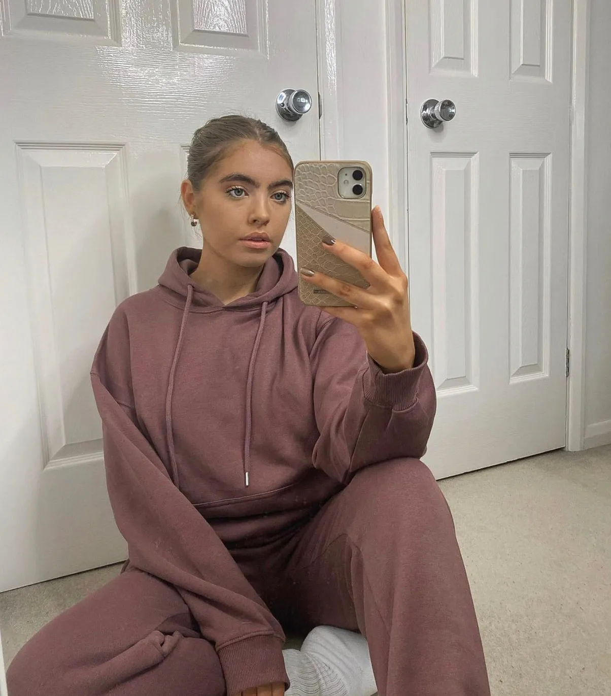Everleigh Chocolate Brown Oversized Hoodie and Joggers Tracksuit Set
