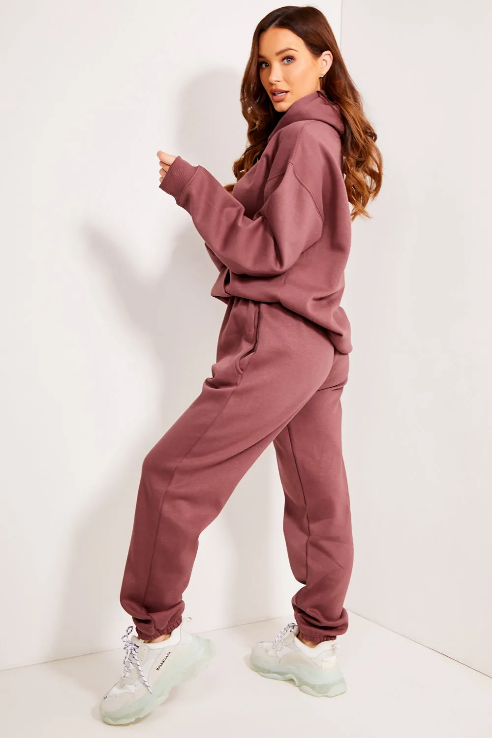 Everleigh Chocolate Brown Oversized Hoodie and Joggers Tracksuit Set