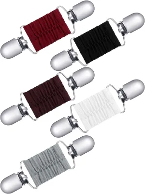 Ferraycle 5 Pcs Fit Dress Cinch Clips Women Dress Clip Back Cinch for Clothing Scarf Vest Cardigan Collar Shirt Ties Clips(Black, White, Gray, Dark Brown, Wine Red)