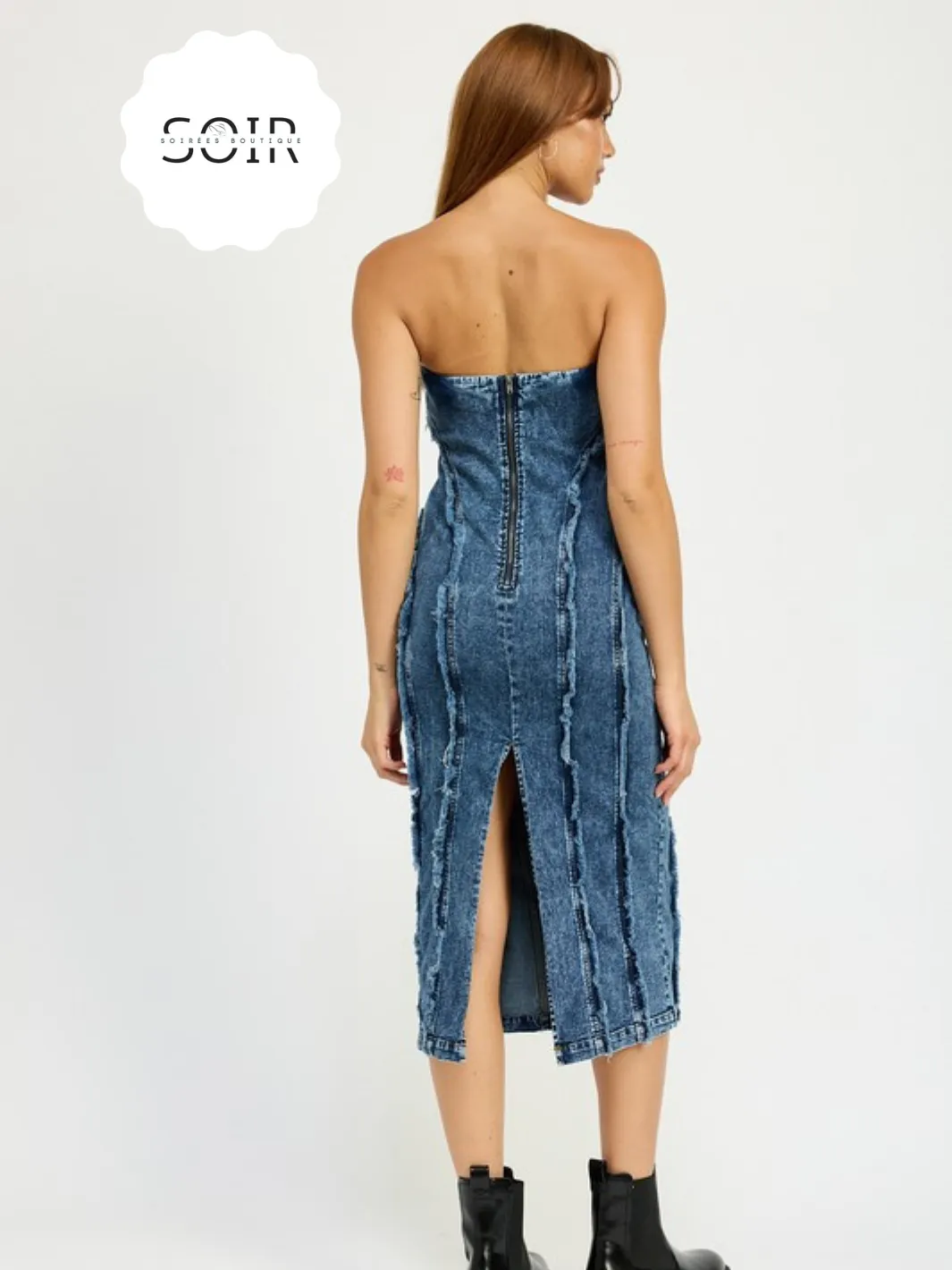 Fray Horizon Denim Tube Dress