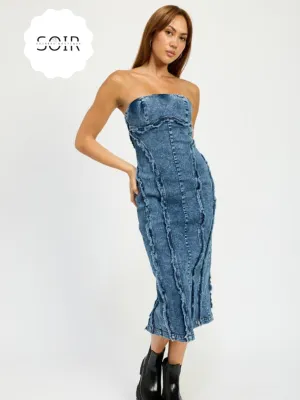 Fray Horizon Denim Tube Dress