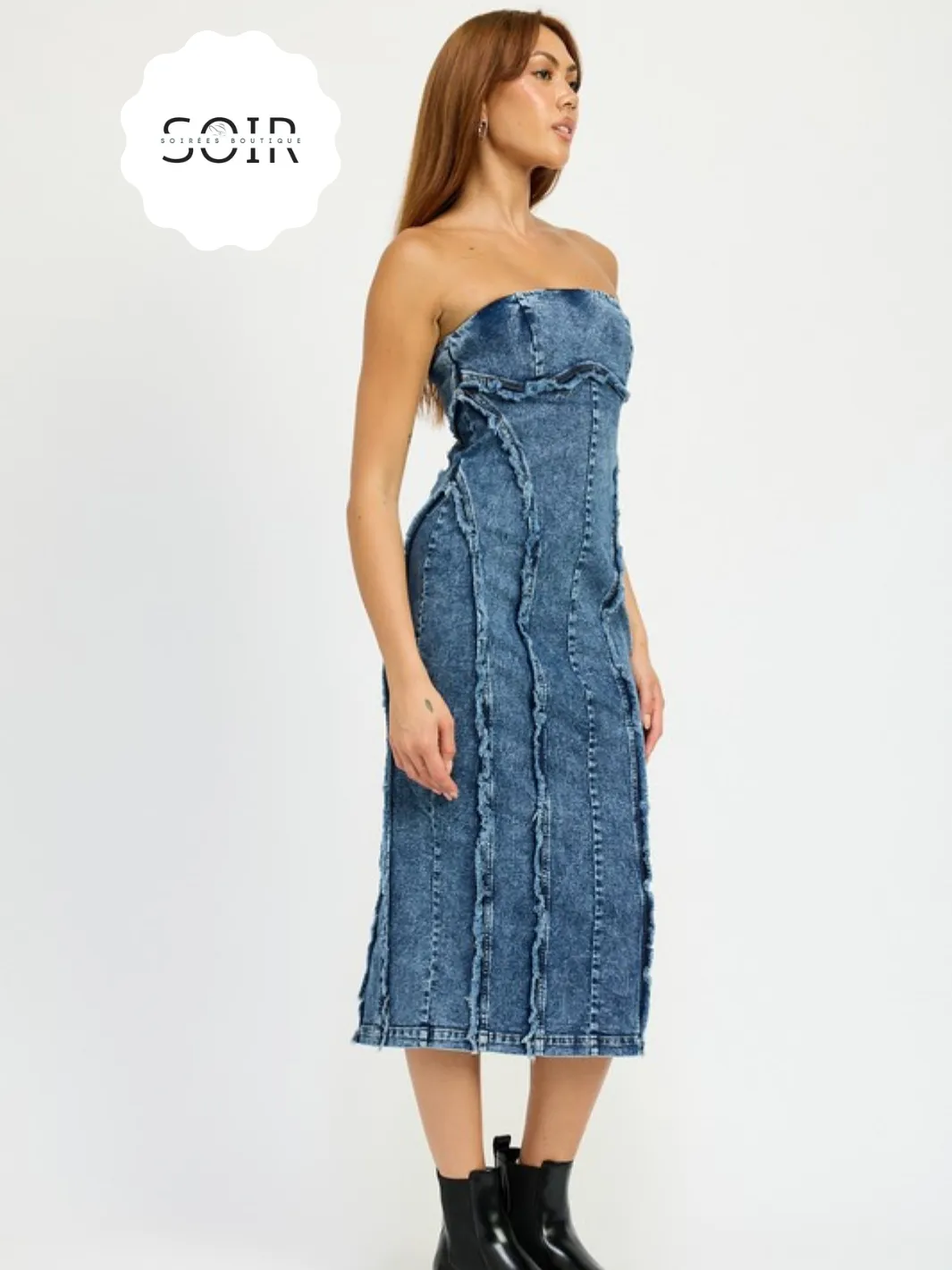 Fray Horizon Denim Tube Dress