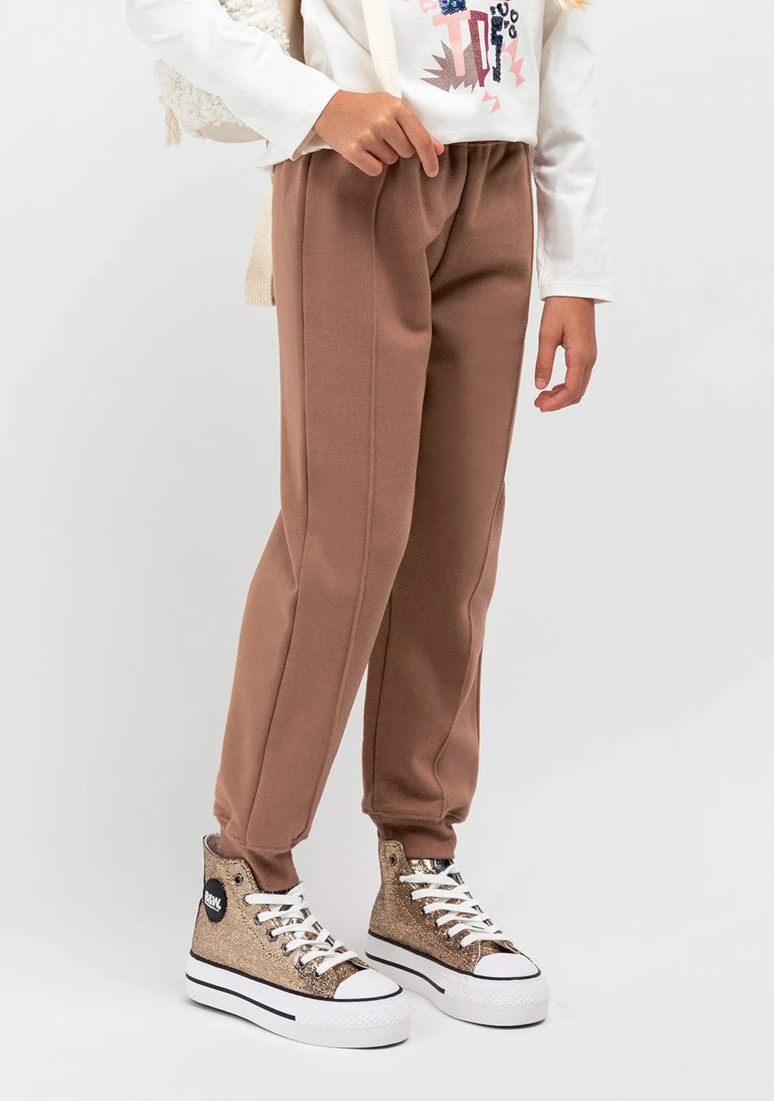 Girl's Brown Basic Joggers