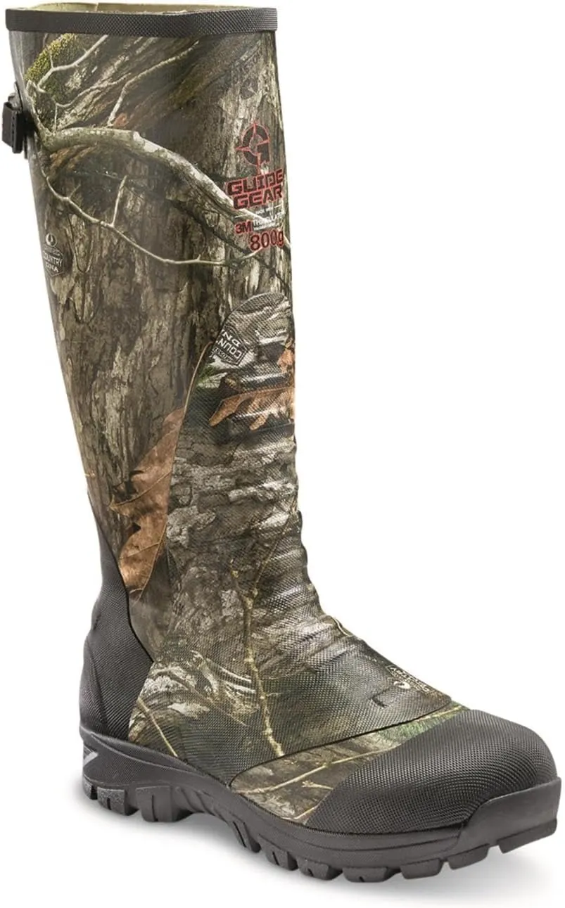 Guide Gear Mens Waterproof Hunting Boots Insulated Rubber Rain Ankle Fit Boots, 800-gram Mossy Oak Country DNA 11D (Medium)