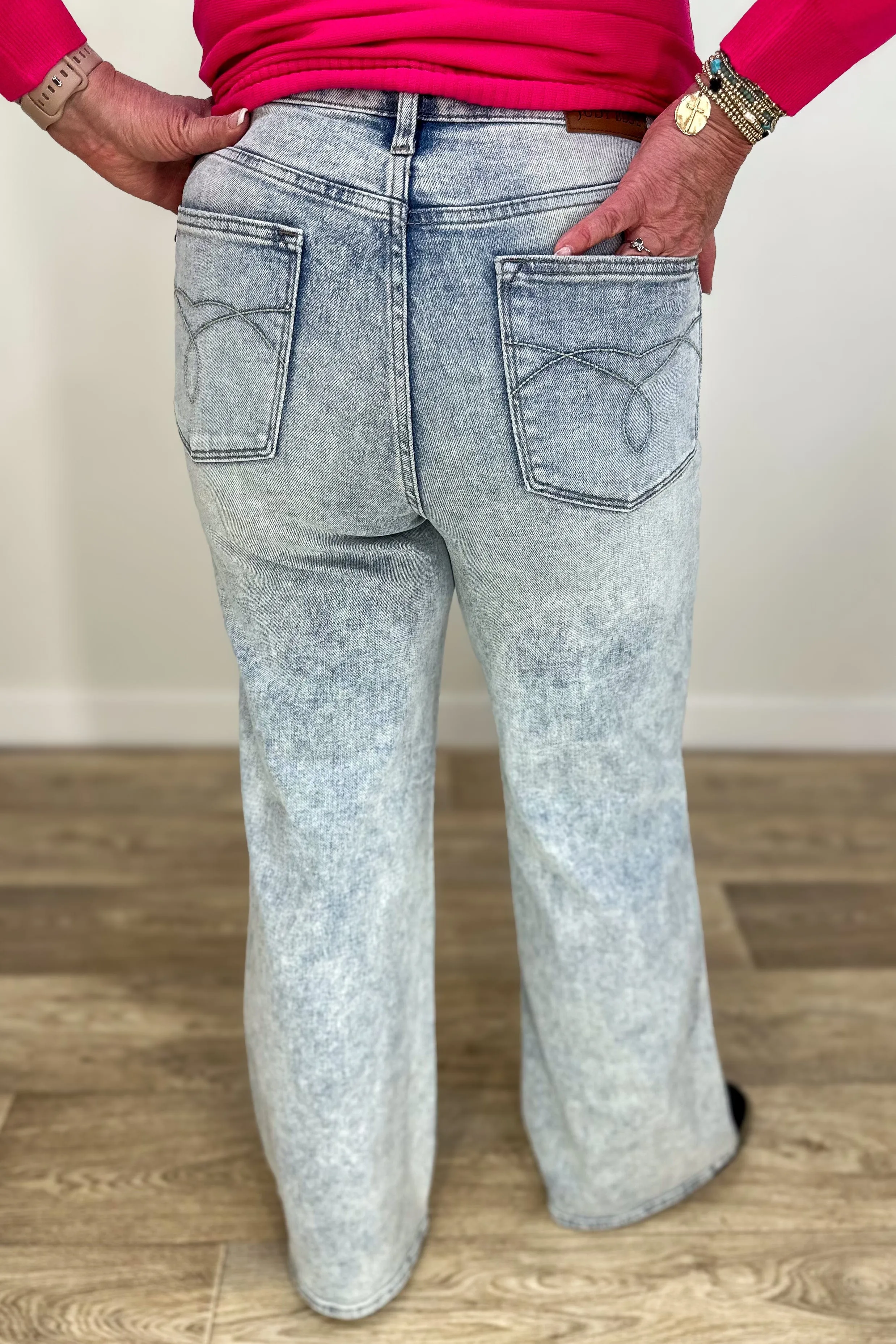 High Waist Tummy Control Retro Wide Denim