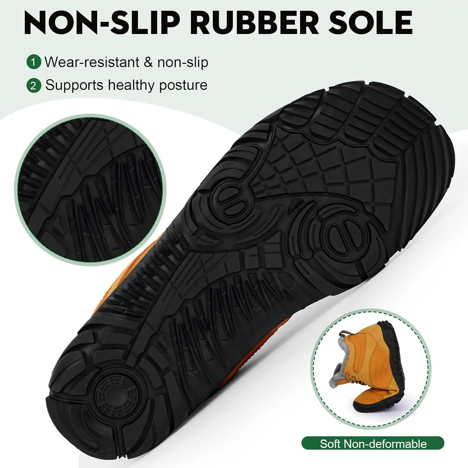 Hike Winter Footwear Barefoot Boots Mens Womens, Waterproof Winter Snow Boots, Warm Ankle Booties, Wide Toe Barefoot Hiking Boots, Non-Slip Zero Drop Sole Hike Shoes for Hiking Walking Outdoor