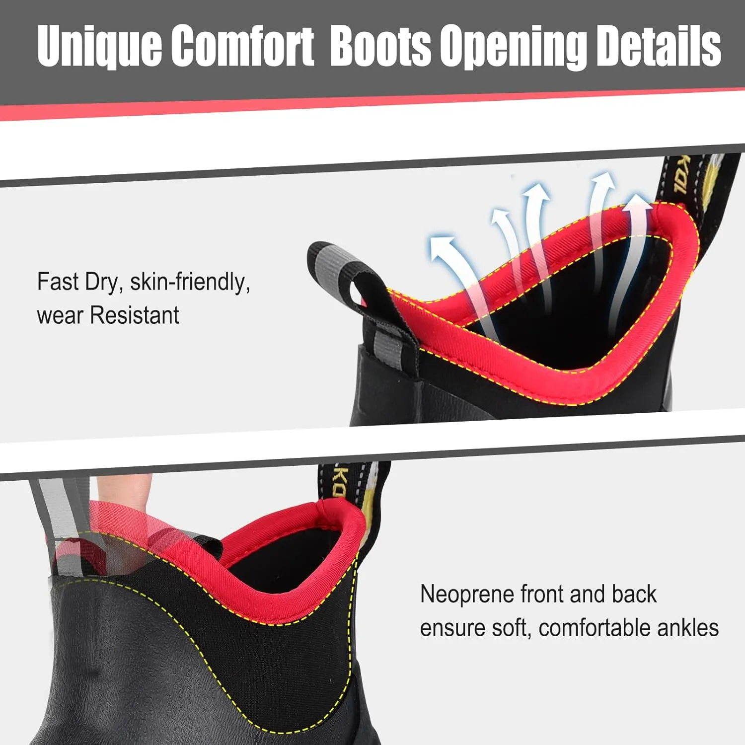 Kalkal Women's Deck Boots, Waterproof Ankle Rain Boots Fishing Boots with High Traction, Women's Rubber Boots For Gardening Fishing Boating Camping