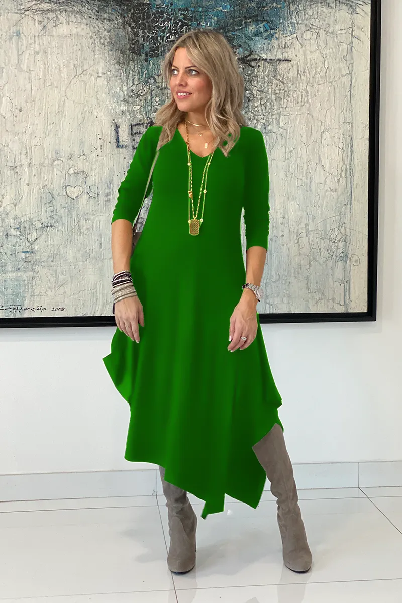 Long Sleeves V Neck Total Comfort Dress C