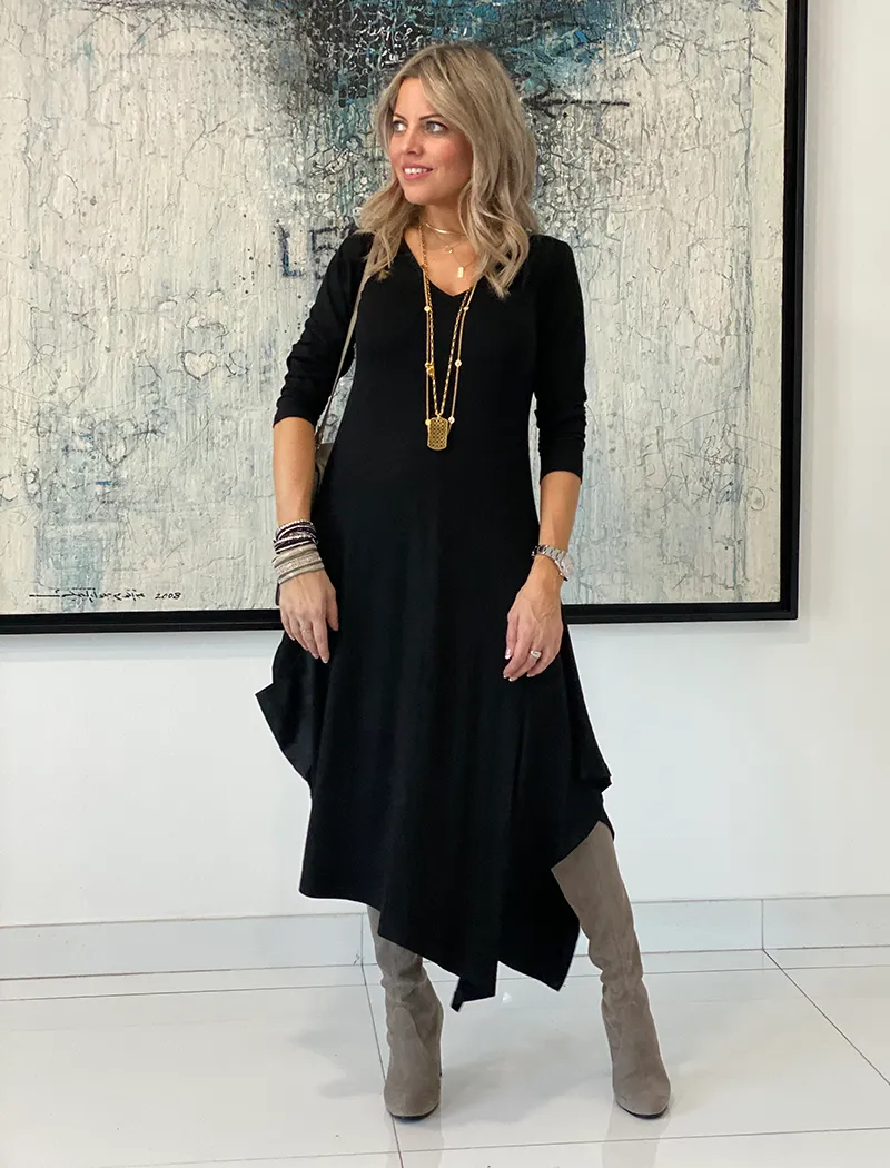 Long Sleeves V Neck Total Comfort Dress C