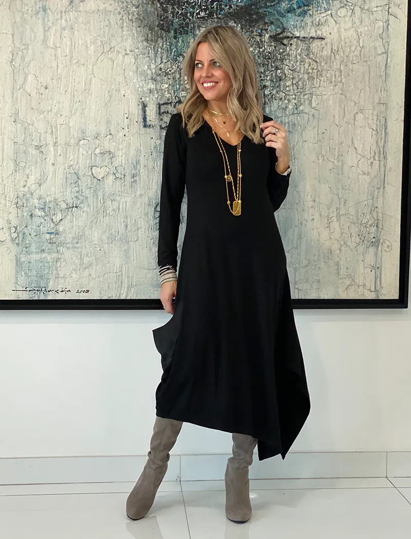 Long Sleeves V Neck Total Comfort Dress C
