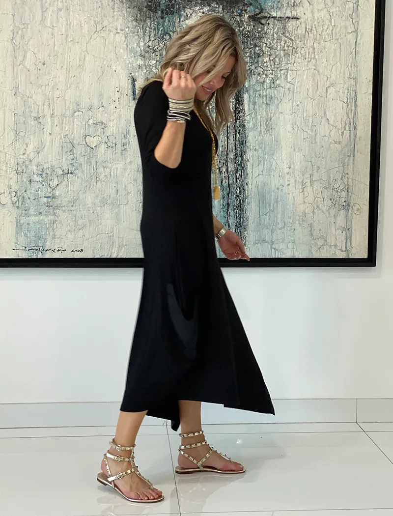 Long Sleeves V Neck Total Comfort Dress C