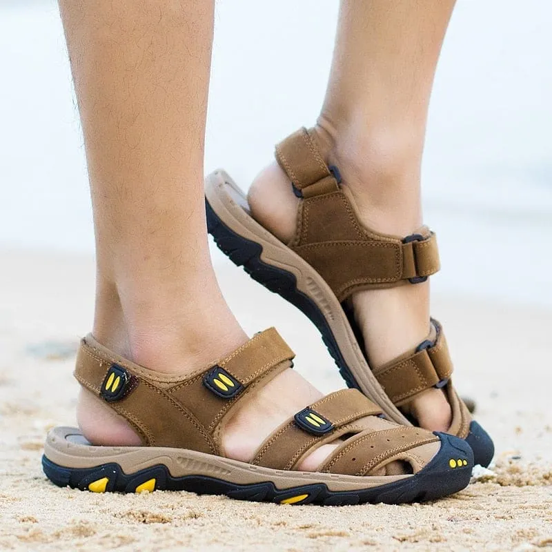 Luxury Genuine Leather Soft Bottom Breathable Summer Beach Sandals