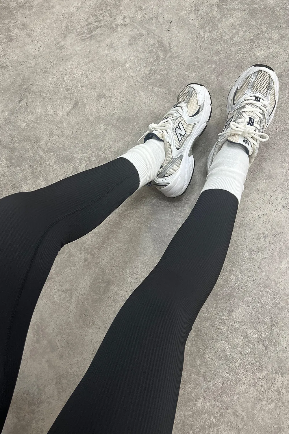 Madelyn Black Ribbed Cropped Bralet and Leggings Gym Set