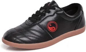 Martial Arts Shoes for Men, Leather Tai Chi Workout Gym Sneaker Fashion Karate Qigong Wing Chun Trainers