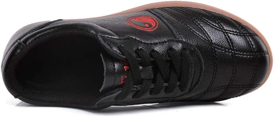 Martial Arts Shoes for Men, Leather Tai Chi Workout Gym Sneaker Fashion Karate Qigong Wing Chun Trainers