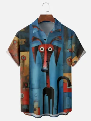 Men's Abstract Animal Short Sleeve Shirt