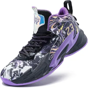 Men's Basketball Shoes Breathable Anti Slip Fashionable Graffiti Training Shoes Outdoor Shoes