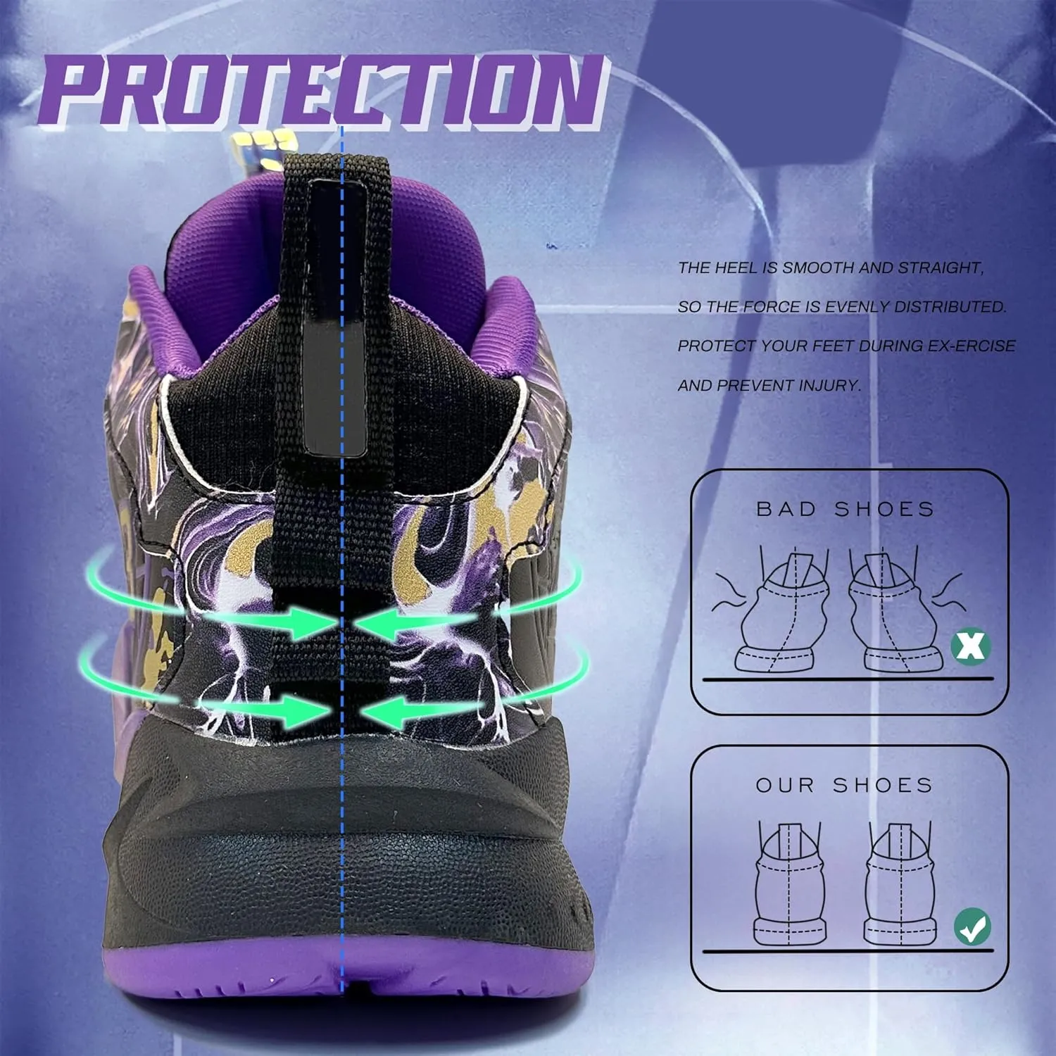 Men's Basketball Shoes Breathable Anti Slip Fashionable Graffiti Training Shoes Outdoor Shoes