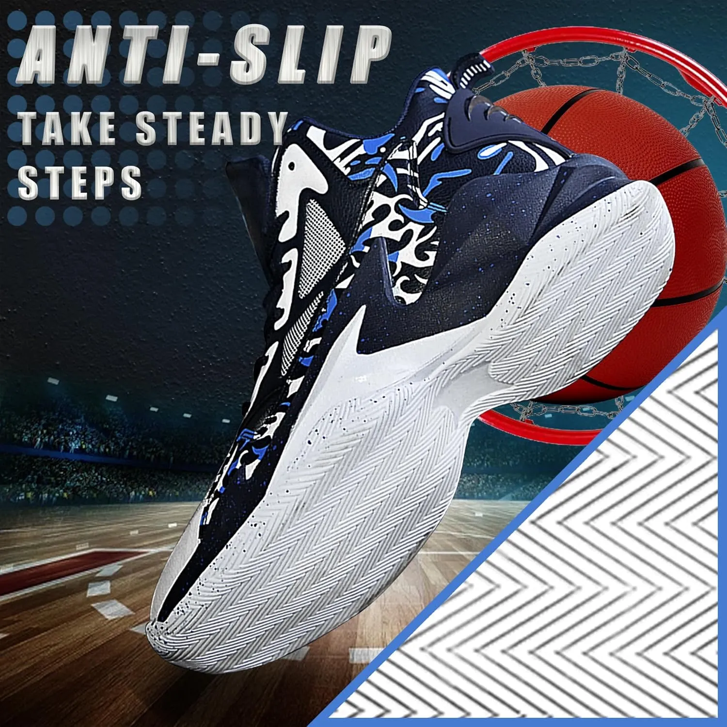 Men's Basketball Shoes Breathable Anti Slip Fashionable Graffiti Training Shoes Outdoor Shoes