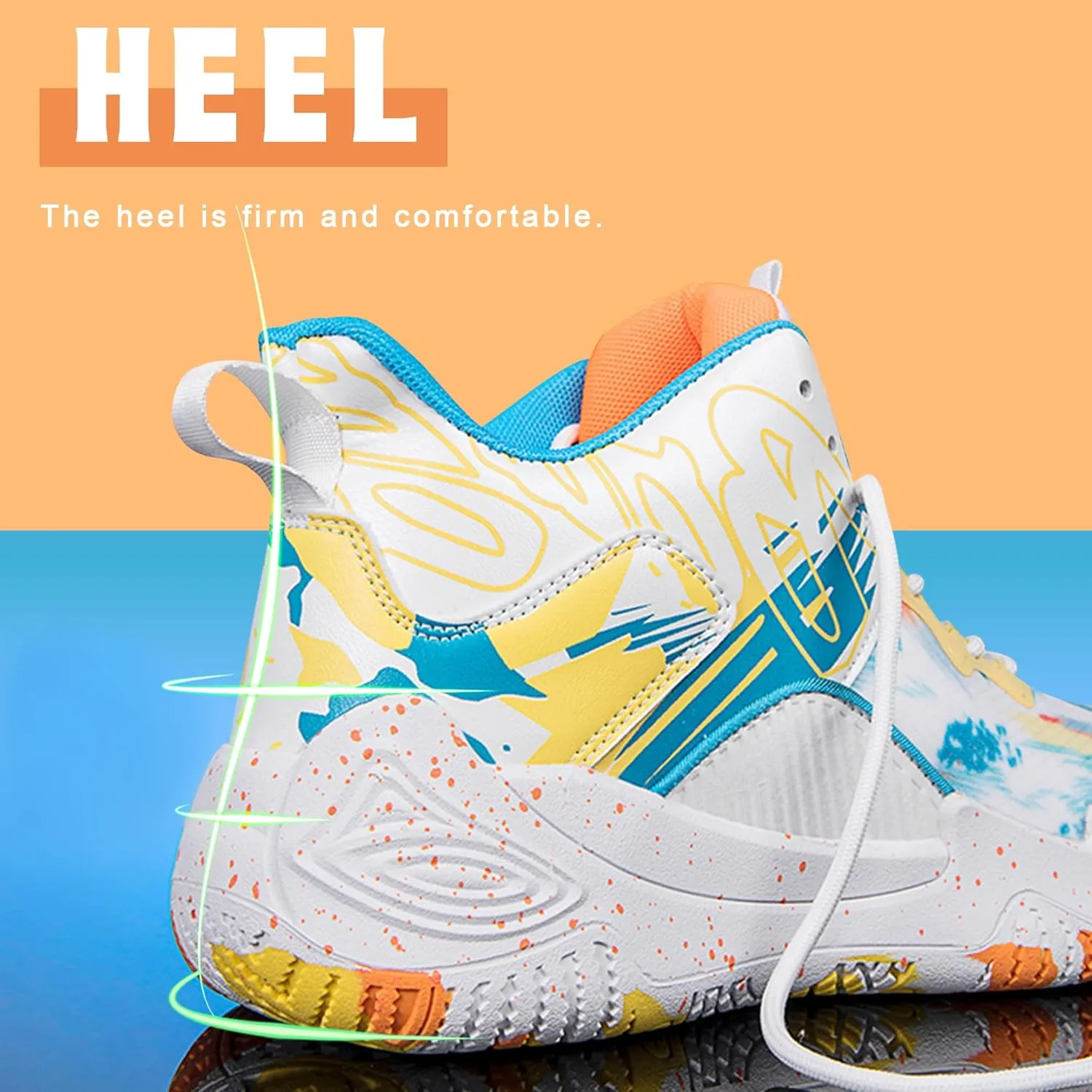 Men's Basketball Shoes Breathable Anti Slip Fashionable Graffiti Training Shoes Outdoor Shoes