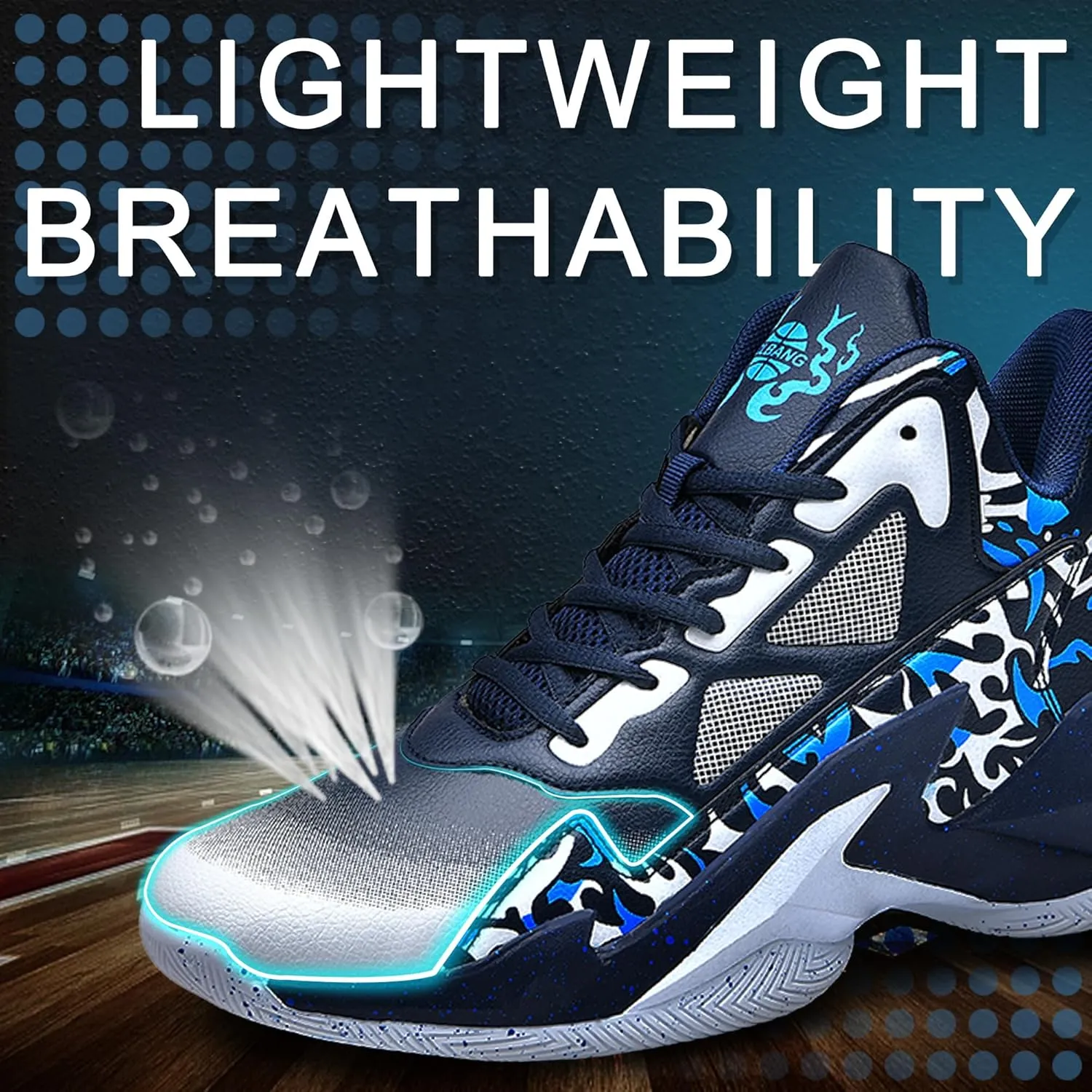 Men's Basketball Shoes Breathable Anti Slip Fashionable Graffiti Training Shoes Outdoor Shoes