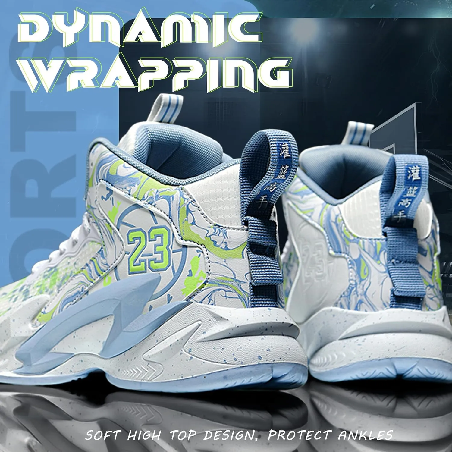 Men's Basketball Shoes Breathable Anti Slip Fashionable Graffiti Training Shoes Outdoor Shoes