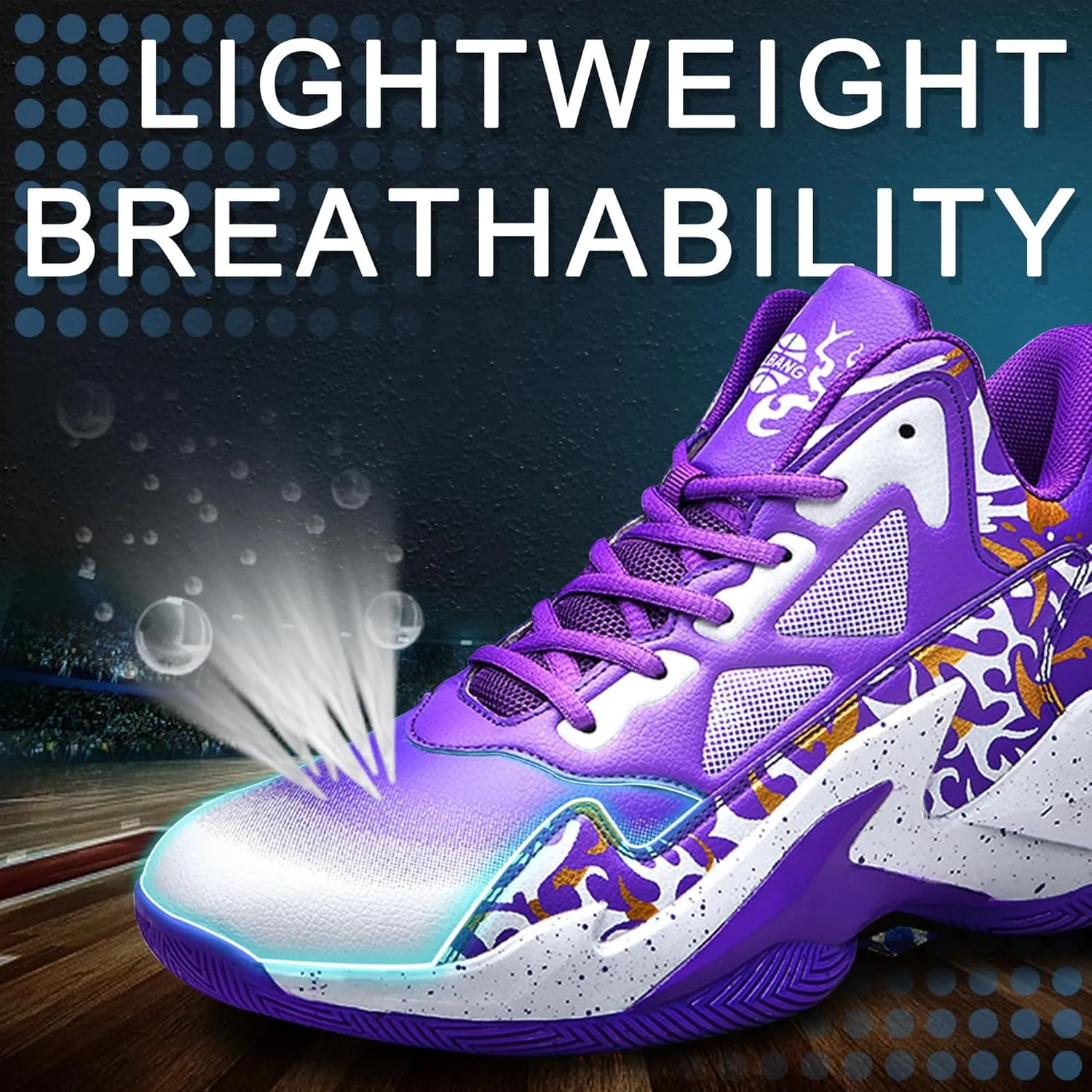 Men's Basketball Shoes Breathable Anti Slip Fashionable Graffiti Training Shoes Outdoor Shoes