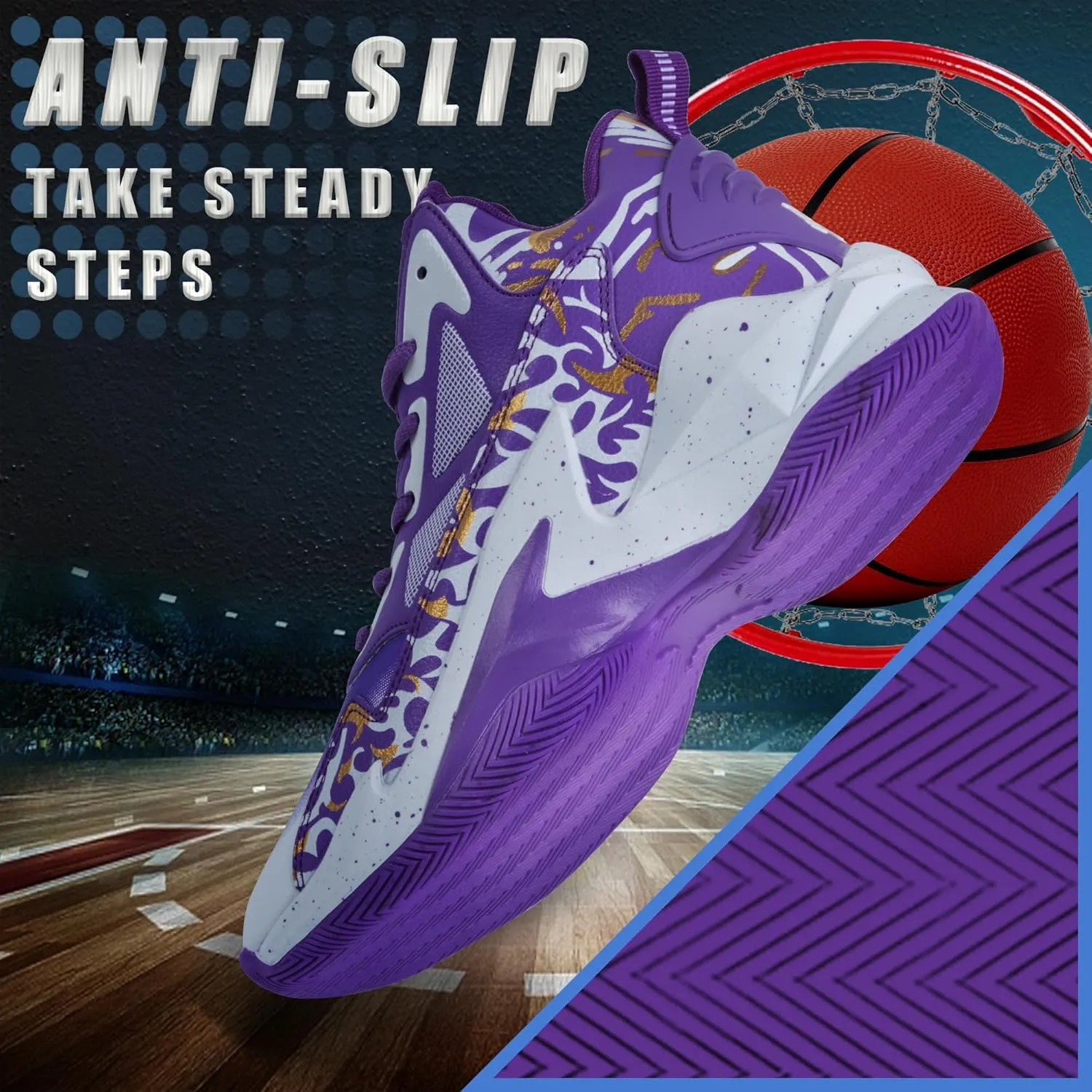 Men's Basketball Shoes Breathable Anti Slip Fashionable Graffiti Training Shoes Outdoor Shoes