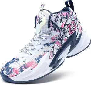 Men's Basketball Shoes Breathable Anti Slip Fashionable Graffiti Training Shoes Outdoor Shoes