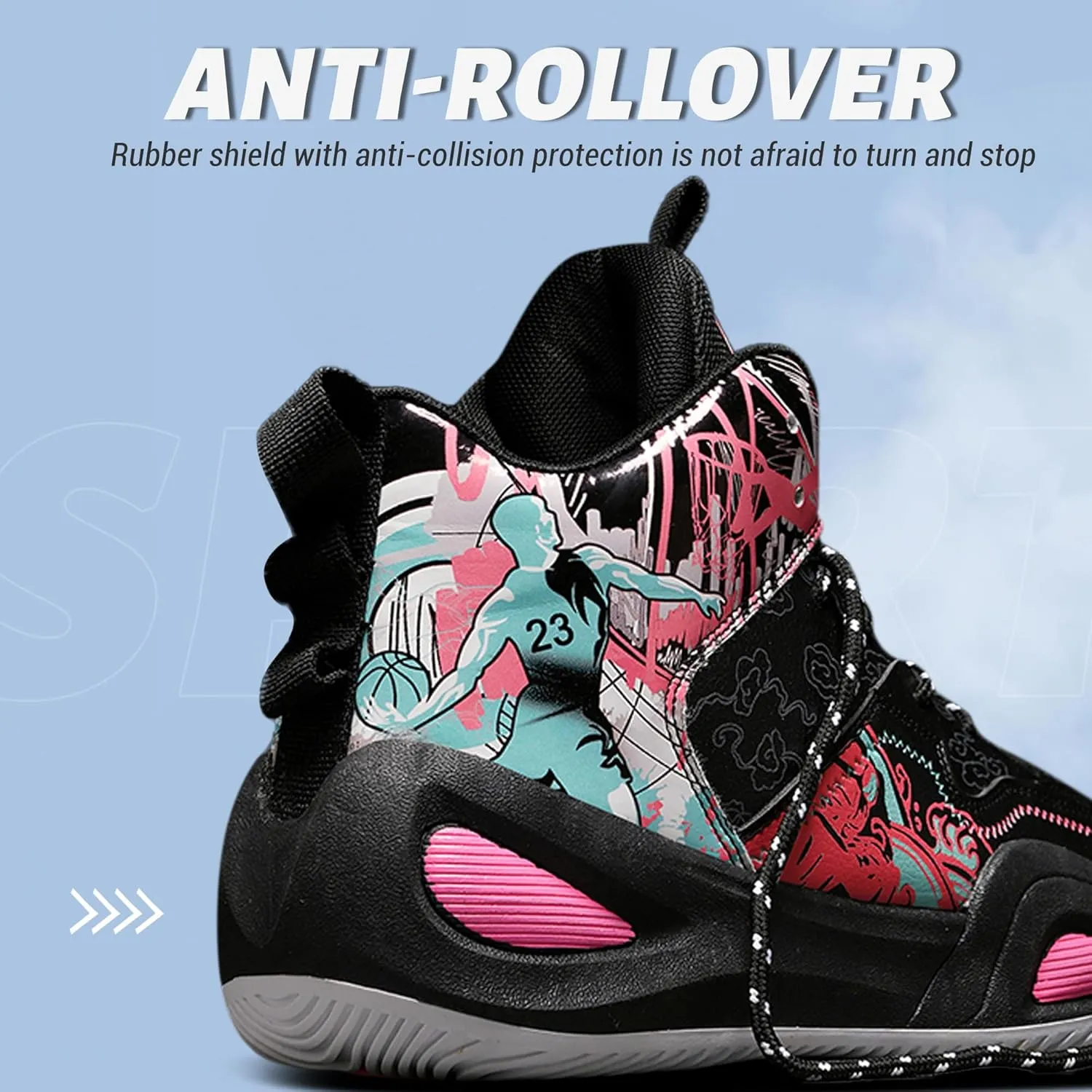 Men's Basketball Shoes Fashionable Breathable Anti Slip Sports Shoes Outdoor Running Fitness Training Shoes