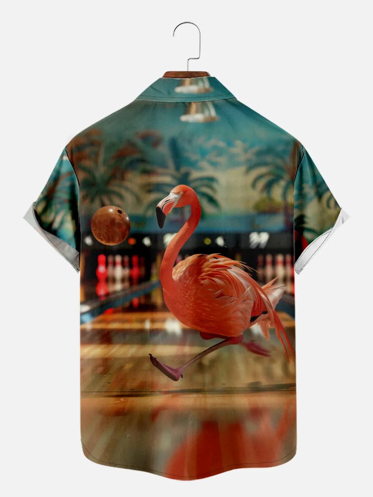 Men's Flamingo Goes Bowling Short Sleeve Shirt