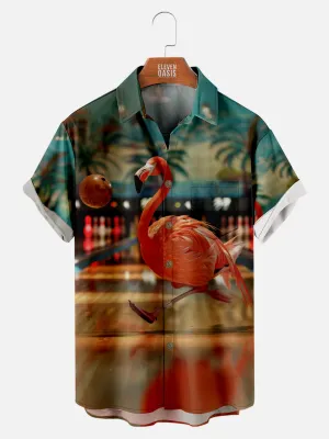 Men's Flamingo Goes Bowling Short Sleeve Shirt